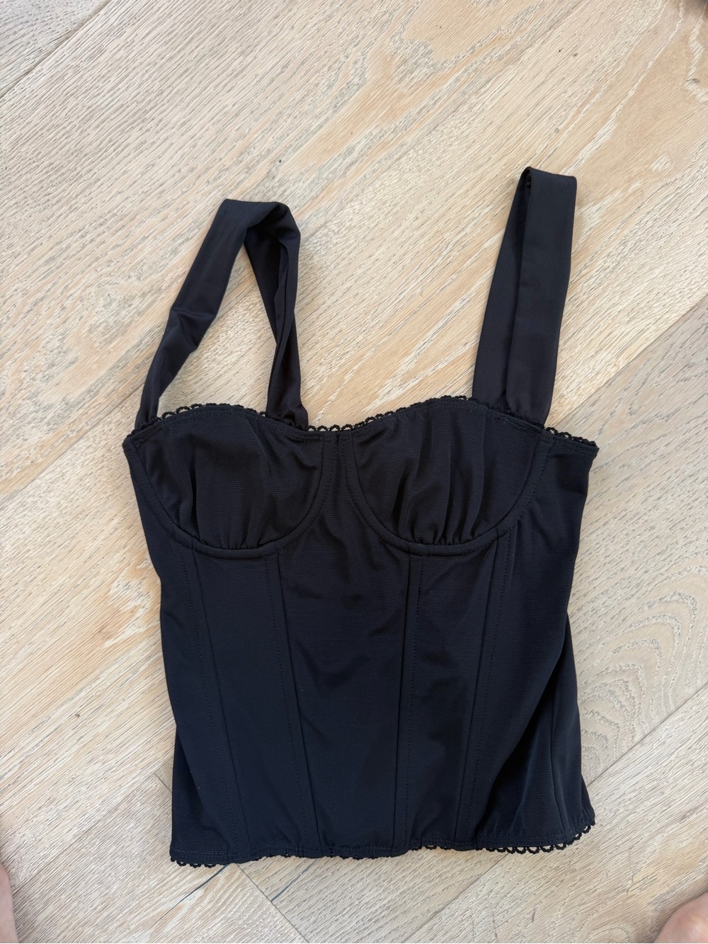 Black Edikted Corset Tank with Lace Detailing